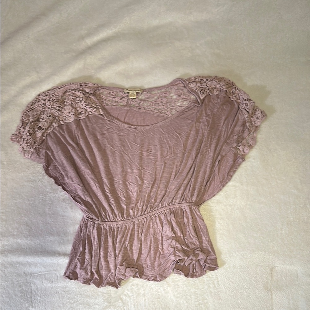 Forever 21 Pink Flutter Sleeve Peplum Blouse